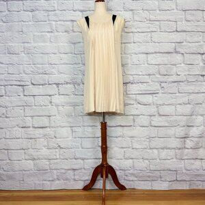 April, May Tana Cream & Navy Blue Pleated Mini Dress